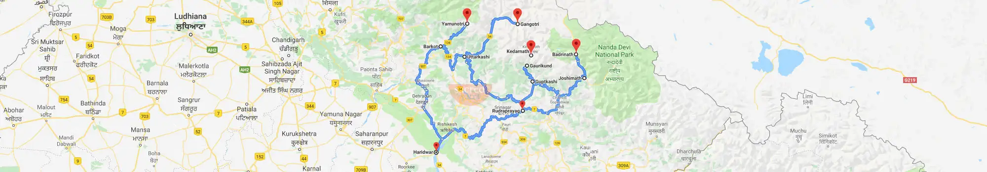 Chardham Yatra Route